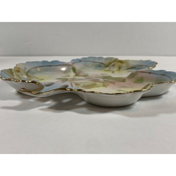 Vintage Royal Rudolstadt Prussia Hand Painted Clover Dish Vanity Trinket Porcela - Picture 9 of 9